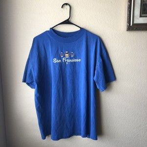 Vintage Y2K San Francisco Cable Car Embroidered T-Shirt Blue Men’s Size XL EUC
